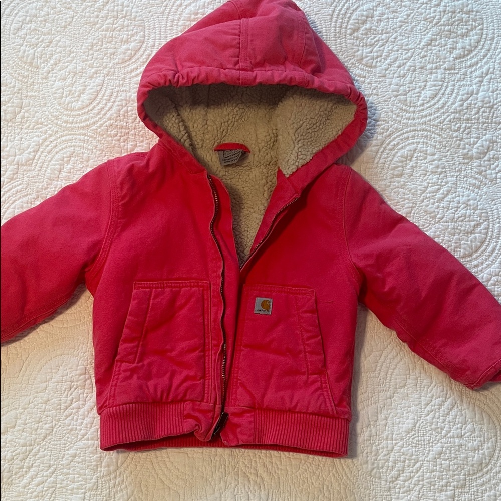 Carhartt Bright Pink Jacket with Sherpa Lining